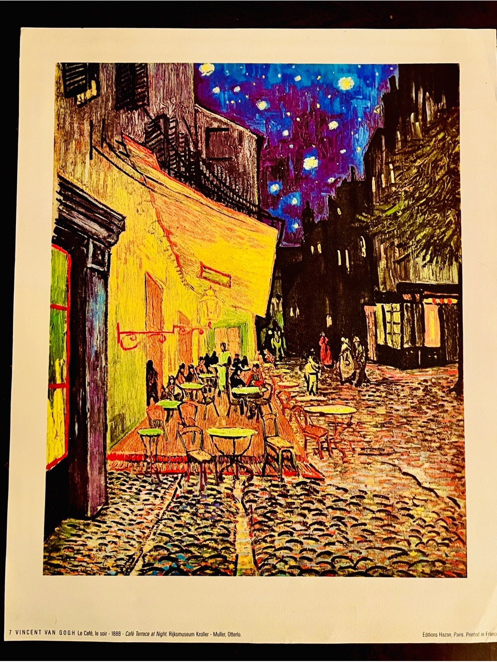 Museum print Cafe Terrace at Night Vincent Van Gogh 1888 0n vellum 8X10” imprint